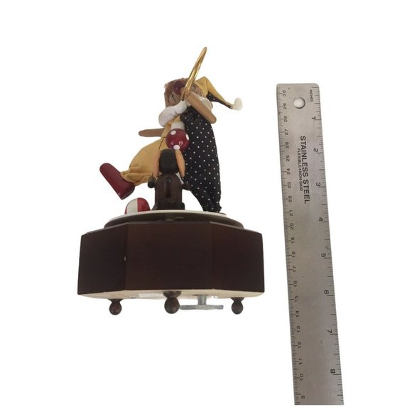Vintage Schmid Music Box Wood Clown Hand Crafted Plays The Entertainer Working - Picture 7 of 10